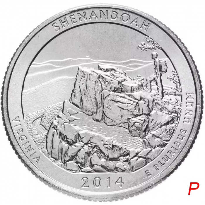 США 25 центов 2014 P год UNC Прекрасная Америка № 22 Национальный парк Шенандоа