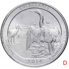 США 25 центов 2014 D год UNC Прекрасная Америка № 25 Национальный парк Эверглейдс