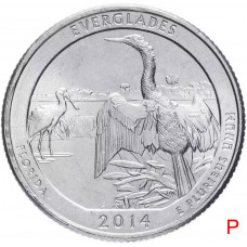 США 25 центов 2014 P год UNC Прекрасная Америка № 25 Национальный парк Эверглейдс