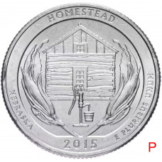 США 25 центов 2015 P год UNC Прекрасная Америка № 26 Национальный монумент Гомстед