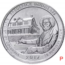 США 25 центов 2017 P год UNC Прекрасная Америка № 37 Национальное историческое место Фредерика Дугласа