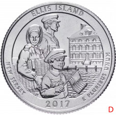 США 25 центов 2017 D год UNC Прекрасная Америка № 39 Национальный монумент острова Эллис