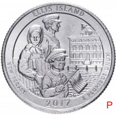 США 25 центов 2017 P год UNC Прекрасная Америка № 39 Национальный монумент острова Эллис