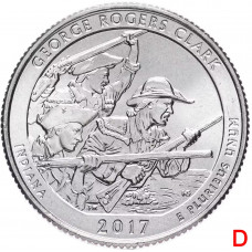 США 25 Центов 2017 D год UNC Прекрасная Америка № 40 Национальный исторический парк имени Дж. Р. Кларка