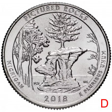 США 25 центов 2018 D год UNC Прекрасная Америка № 41 Национальные озёрные побережья живописных камней