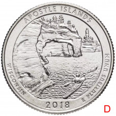 США 25 центов 2018 D год UNC Прекрасная Америка № 42 Национальные озёрные побережья островов Апостол