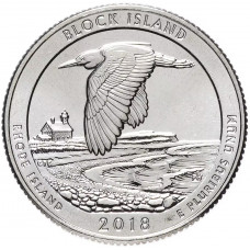 США 25 центов 2018 D год UNC Прекрасная Америка № 45 Национальное убежище дикой природы острова Блок
