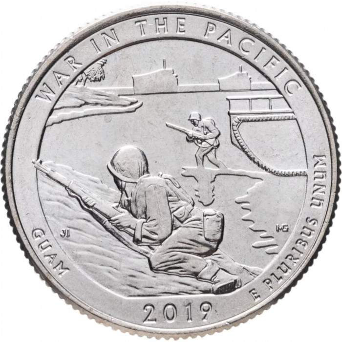 США 25 центов 2019 D год UNC Прекрасная Америка № 48 Национальный монумент воинской доблести в Тихом океане
