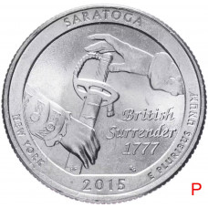 США 25 центов 2015 P год UNC Прекрасная Америка № 30 Национальный исторический парк Саратога