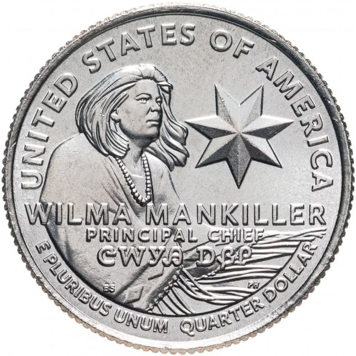 США 25 центов 2022 D год UNC №3 Американские женщины Вильма Манкиллер
