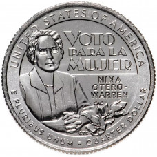 США 25 центов 2022 D год UNC №4 Американские женщины Нина Отеро-Уоррен