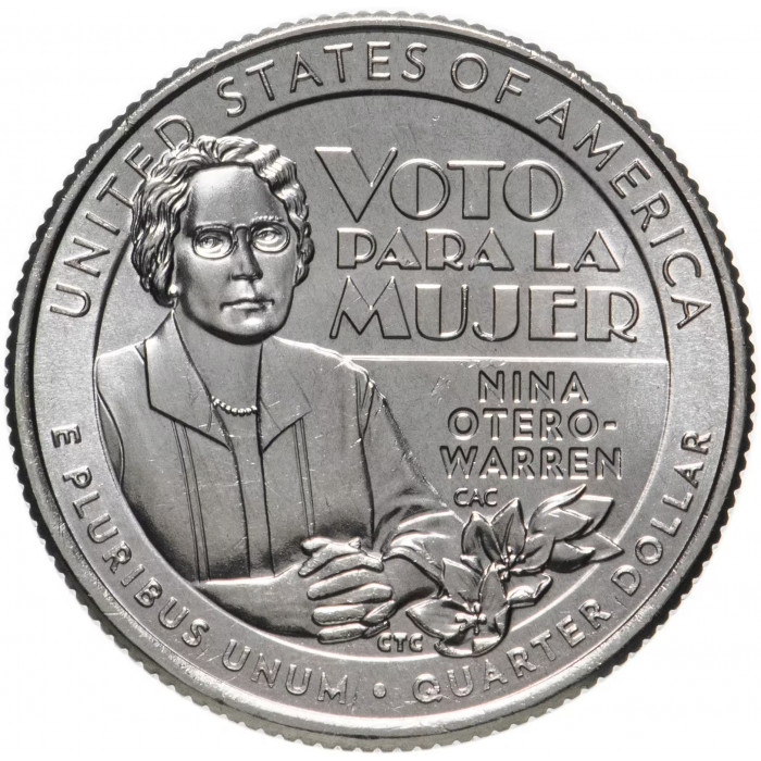 США 25 центов 2022 P год UNC №4 Американские женщины Нина Отеро-Уоррен