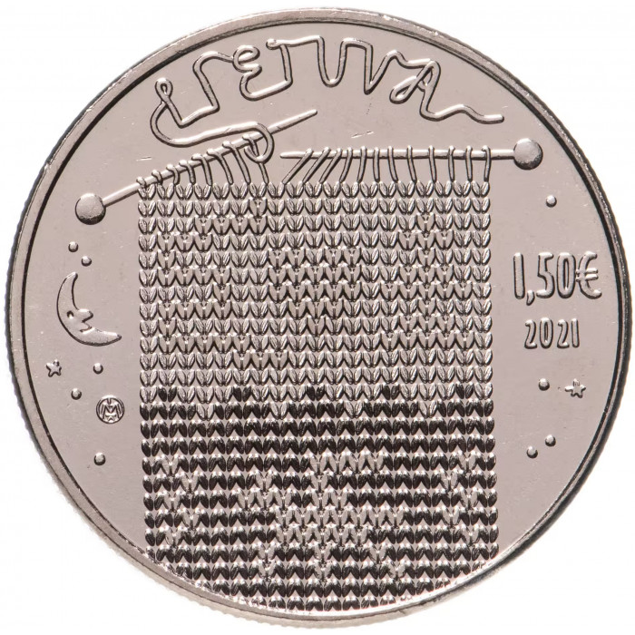 Литва 1,5 евро 2021 год Эгле, королева ужей UNC UC# 237