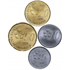 Малайзия 5 10 20 50 сенов 2011-2023 год UNC Набор из 4 монет