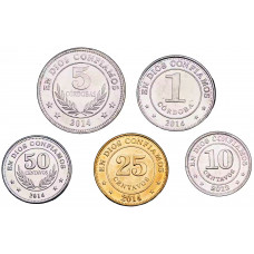Никарагуа 10 25 50 сентаво 1 5 кордоб 2014-2015 год UNC Набор из 5 монет