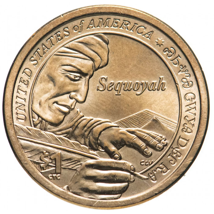 США 1 доллар 2017 P год UNC KM# 640 Секвойя Сакагавея Коренные американцы