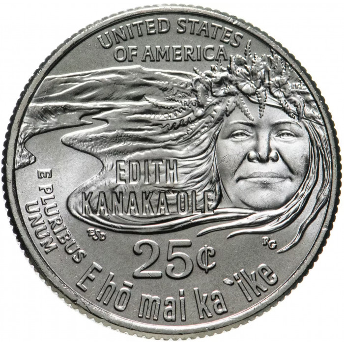 США 25 центов 2023 P год UNC №7 Американские женщины Эдит Канакаоле
