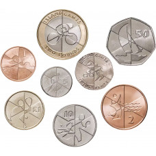 Гибралтар 1 2 5 10 25 50 пенсов 1 2 фунта 2019 год UNC Островные игры Набор из 8 монет