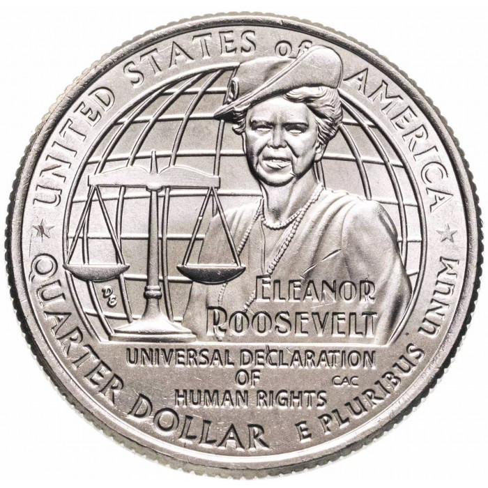 США 25 центов 2023 P год UNC №8 Американские женщины Элеонора Рузвельт