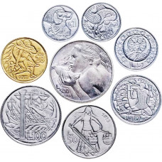 Сан-Марино 1 2 5 10 20 50 100 500 лир 1973 год UNC Набор из 8 монет