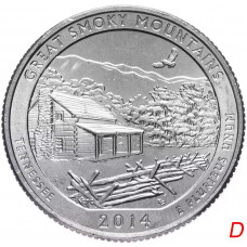 США 25 центов 2014 D год UNC Прекрасная Америка № 21 Национальный парк Грейт-Смоки-Маунтинс