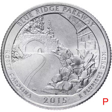 США 25 центов 2015 P год UNC Прекрасная Америка № 28 Автомагистраль Блу-Ридж