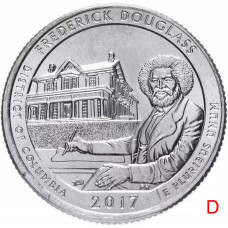 США 25 центов 2017 D год UNC Прекрасная Америка № 37 Национальное историческое место Фредерика Дугласа