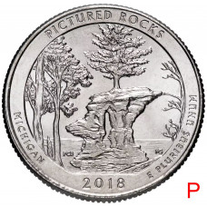 США 25 центов 2018 P год UNC Прекрасная Америка № 41 Национальные озёрные побережья живописных камней