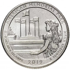 США 25 центов 2019 P год UNC Прекрасная Америка № 47 Американский мемориальный парк