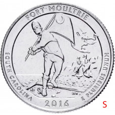 США 25 центов 2016 S год UNC Прекрасная Америка № 35 Форт Молтри