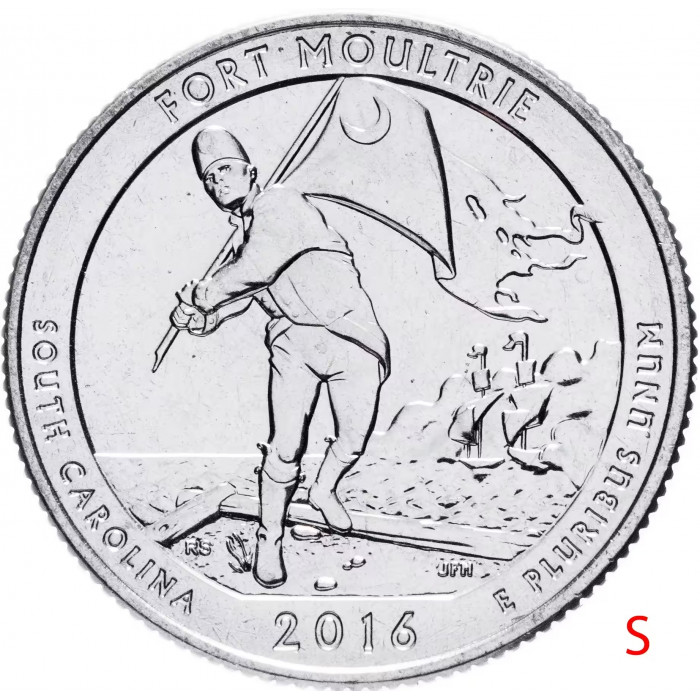 США 25 центов 2016 S год UNC Прекрасная Америка № 35 Форт Молтри