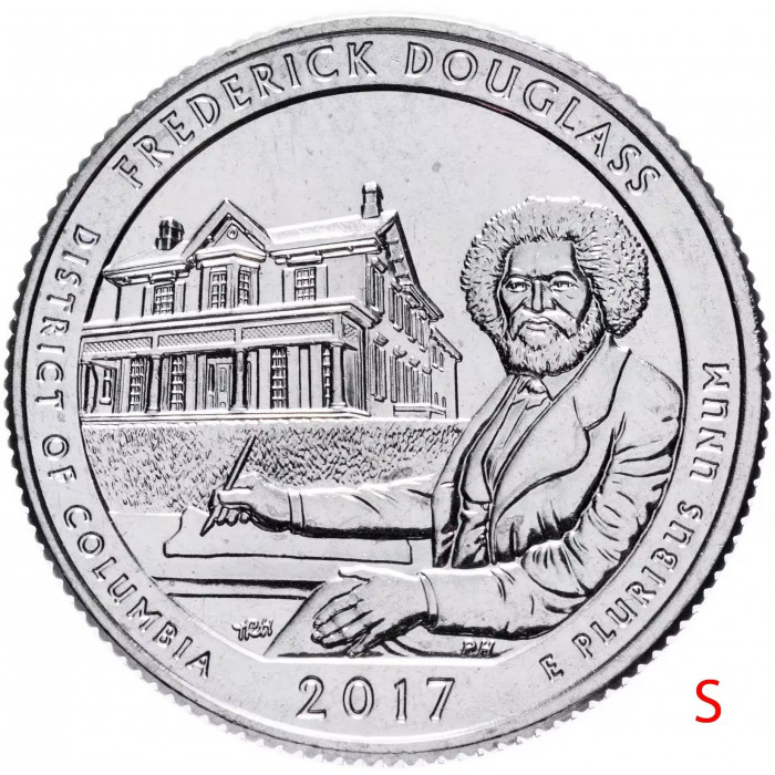 США 25 центов 2017 S год UNC Прекрасная Америка № 37 Национальное историческое место Фредерика Дугласа