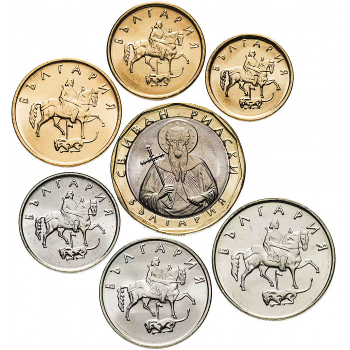 Болгария 1 2 5 10 20 50 стотинок 1 лев 1999-2002 год UNC Набор из 7 монет