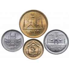 Пакистан 1 2 5 10 рупий 2007-2021 год Набор из 4 монет