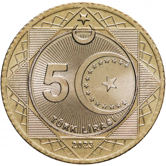 Турция 5 лир 2023 год 100 лет со дня основания Республики UNC UC# 476