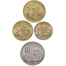 Сербия 1 2 5 10 динаров 2003-2023 год Набор из 4 монет