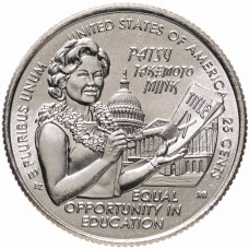 США 25 центов 2024 D год UNC №12 Американские женщины Пэтси Минк
