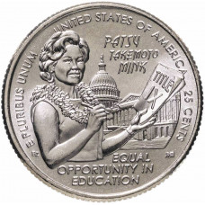 США 25 центов 2024 P год UNC №12 Американские женщины Пэтси Минк