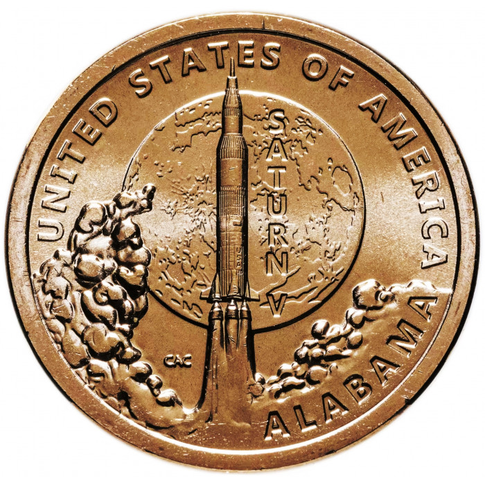 США 1 доллар 2024 D год UNC UC# 415 Сатурн-5, Алабама, Американские инновации