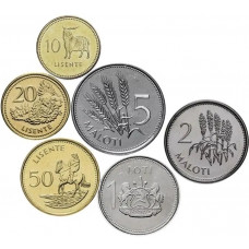 Лесото 10 20 50 лисенте 1 лоти 2 5 малоти 1996-2023 год Набор из 6 монет