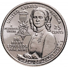 США 25 центов 2024 D год UNC №13 Американские женщины Мэри Эдвардс Уокер