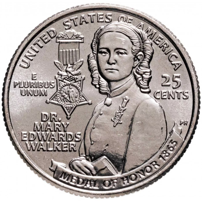 США 25 центов 2024 D год UNC №13 Американские женщины Мэри Эдвардс Уокер