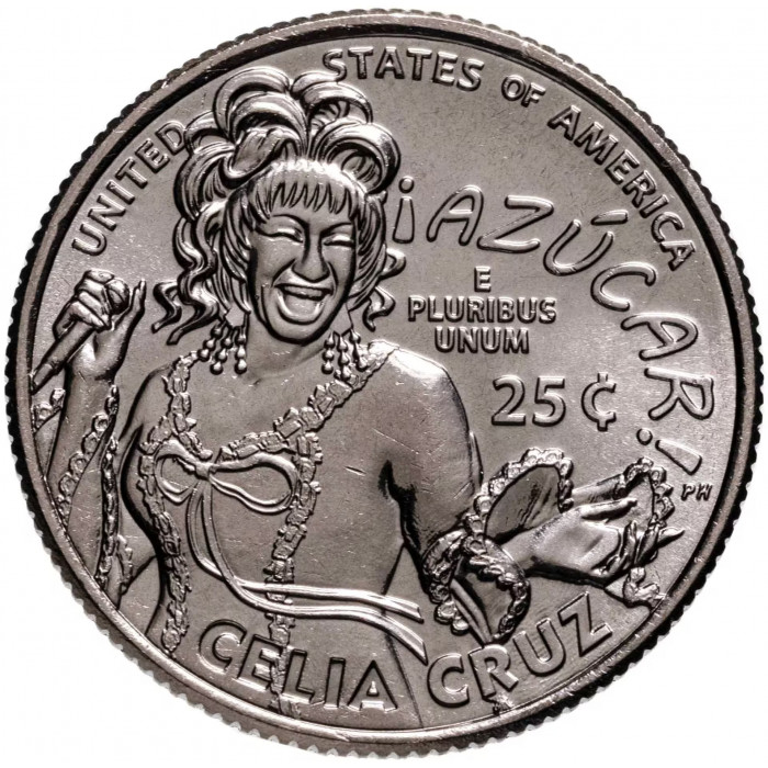 США 25 центов 2024 D год UNC №14 Американские женщины Селия Крус
