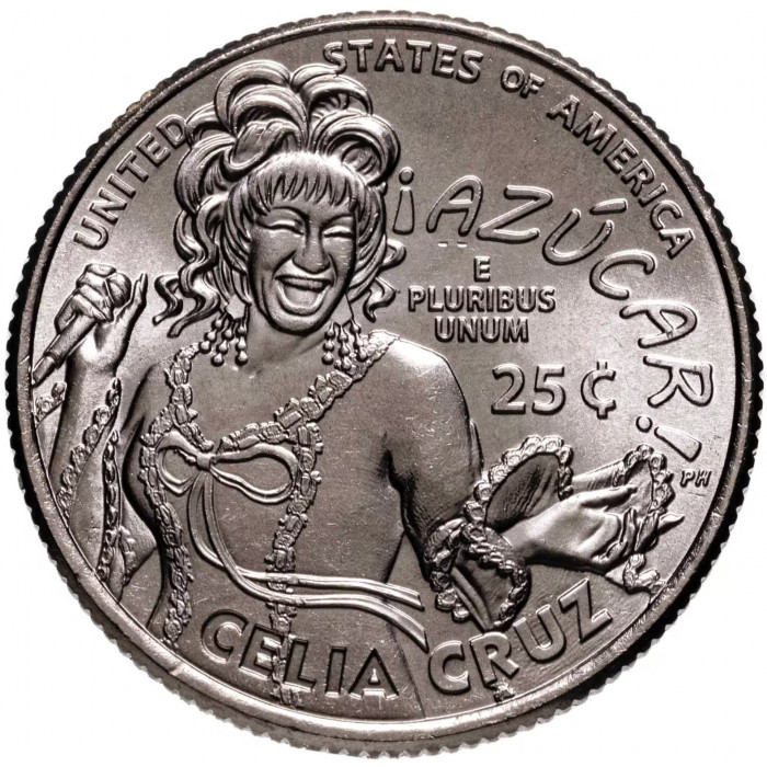 США 25 центов 2024 P год UNC №14 Американские женщины Селия Крус