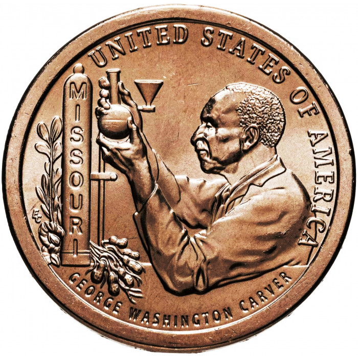 США 1 доллар 2024 D год UNC UC# 417 Джордж Вашингтон Карвер, Миссури, Американские инновации