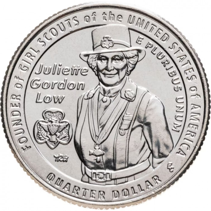 США 25 центов 2025 D год UNC №17 Американские женщины Жюльетта Гордон Лоу