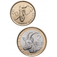 Замбия 50 нгвее 2 квачи 2024 год UNC Набор из 2 монет