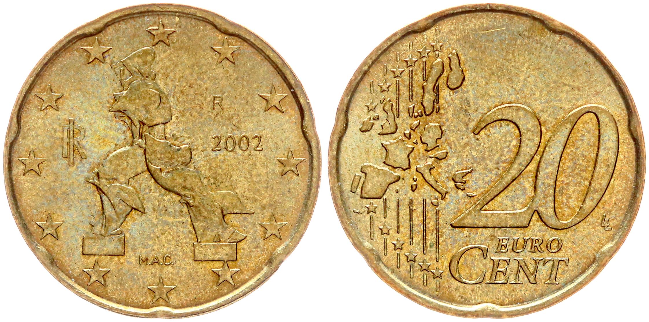 Италия 20. 20 Евроцентов Италия. Монета 20 евро цент. Монета 20 Cent Euro 2011 Sena. Италия 20 центов 2002.