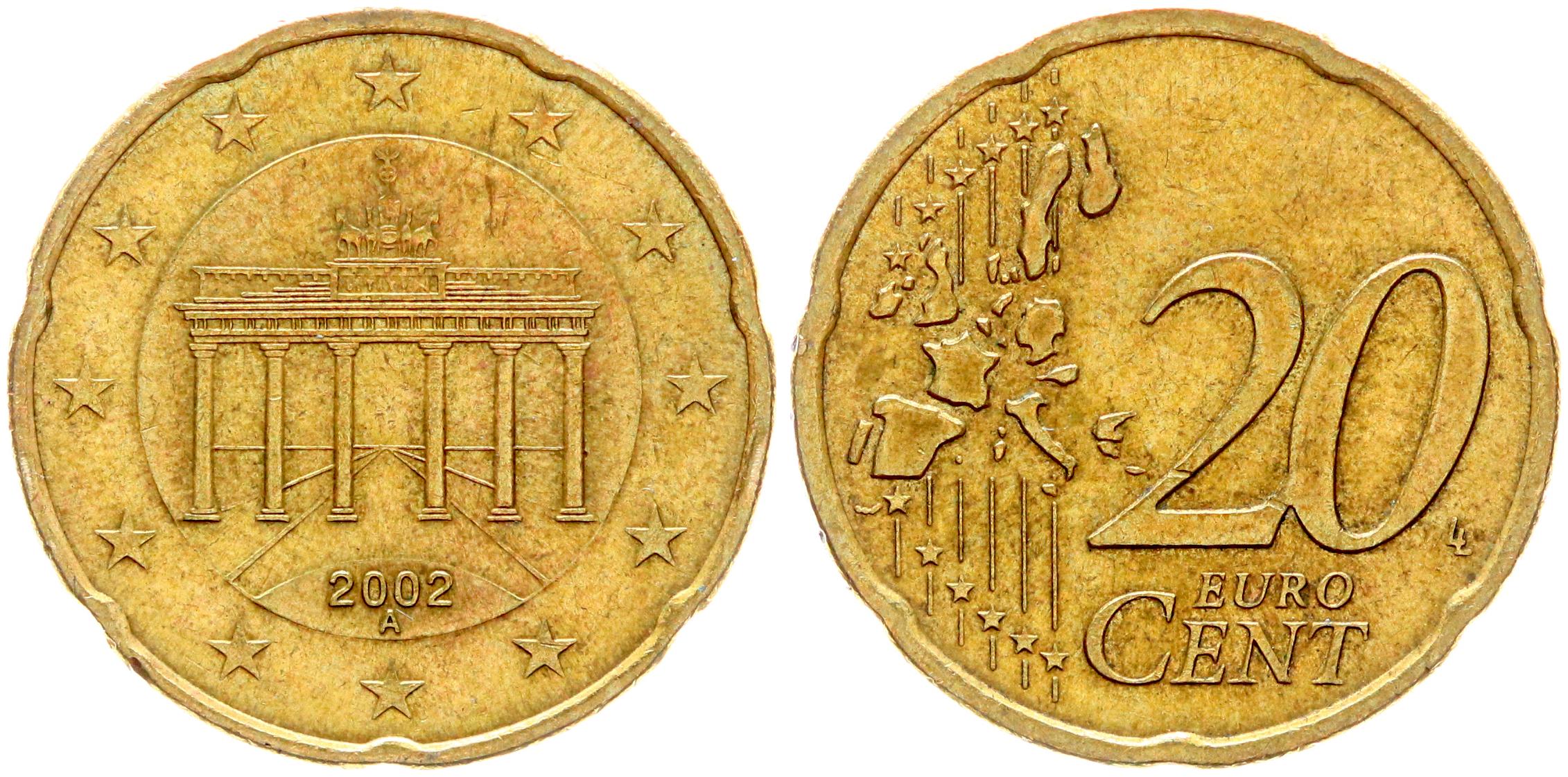 10 35 в рублях. 20 Евроцентов Германия 2002. Монета 20 центов евро. 20 Евроцентов Италия. 20 Eurocent 2005 монеты.